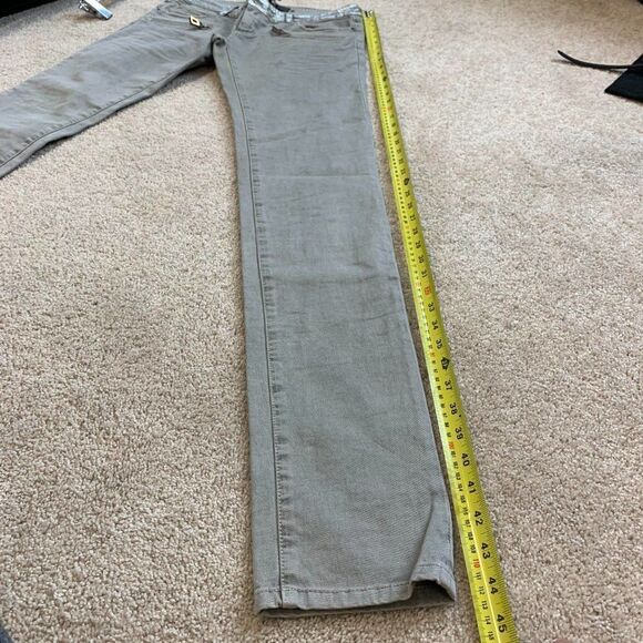 BARBARA Bui NWT Gray Silver Metallic Waist Skinny jeans stretchy slim fit Sz 28 - Picture 11 of 12